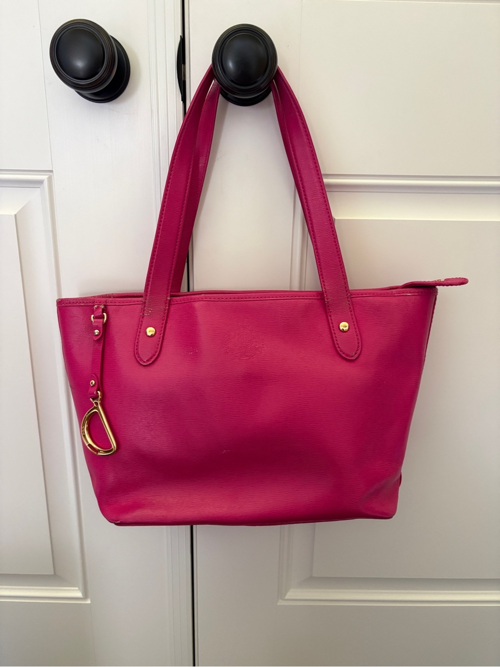 Ralph Lauren Fuchsia Leather Satchel Tote